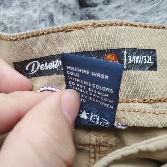 Desert Dunes Pants Mens 34x32 Tan Straight Stretch Nylon Lightweight *Read* - Picture 4 of 13